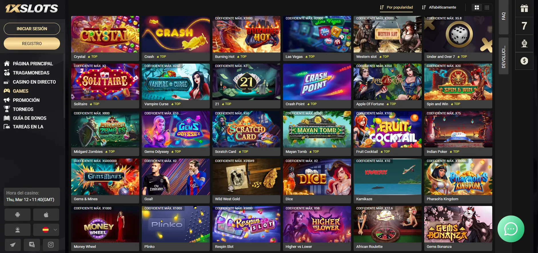 Casino en directo, juegos de mesa y games exclusivos